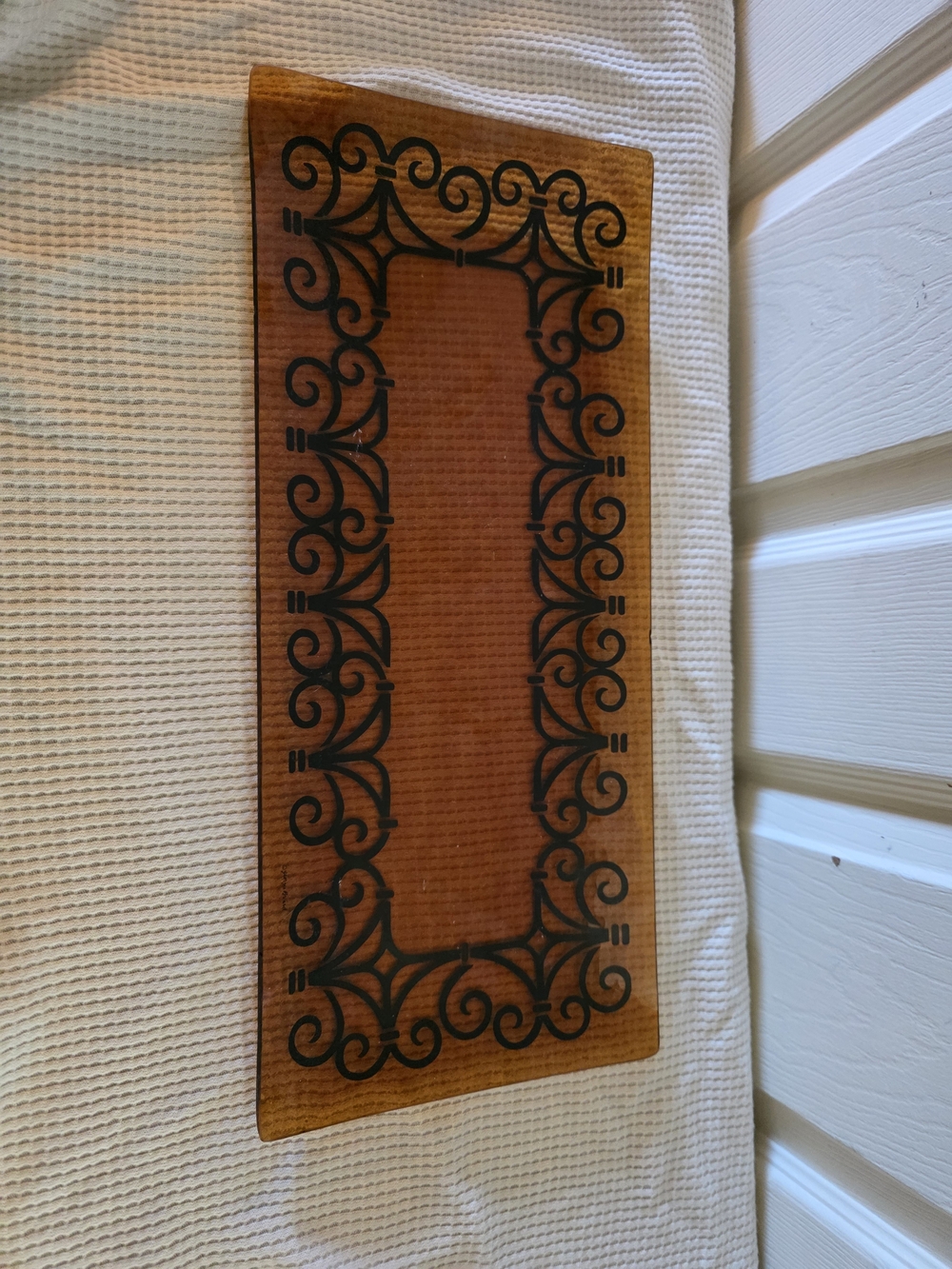 Vintage Mid Century Georges Briard Signed Amber Glass Scroll Platter 17"
